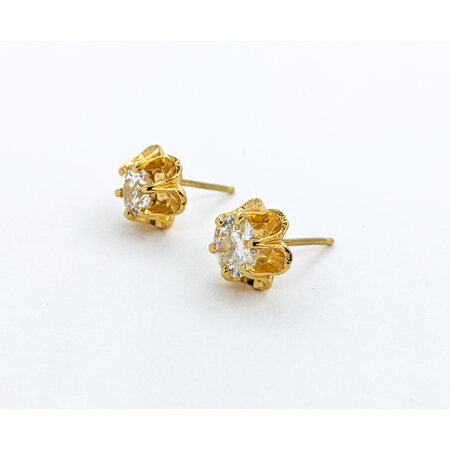 Earrings 1.25ctw Old European Cut Diamonds Buttercup 8.7mm 14ky 224014451