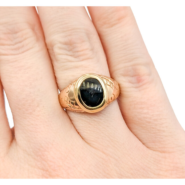 Ring Bezel Set 1ct (9x7mm) Onyx 14ky sz5.5 124010165