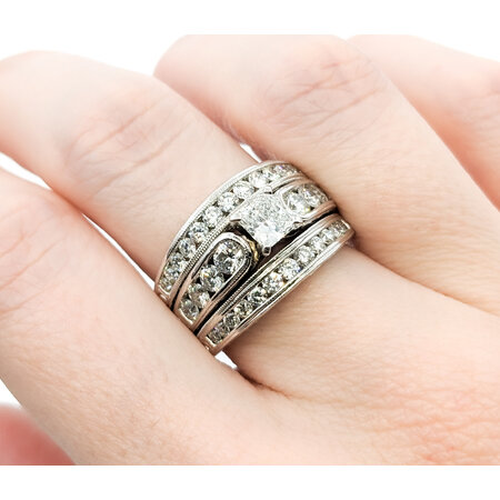 Ring .65ct Radiant Diamond, 1.35ctw Side Diamonds 2.00ctw Radiant & Round Diamonds 14kw sz7.5 124010307