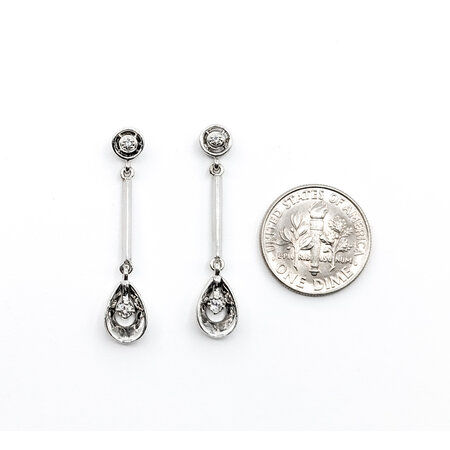 Earrings .10ctw Round Diamonds Dangle 1.25x.25" 14kw 124014450