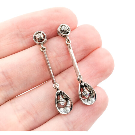 Earrings .10ctw Round Diamonds Dangle 1.25x.25" 14kw 124014450