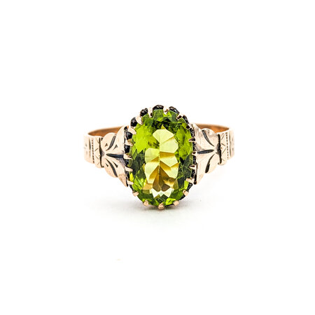 Ring Ornate Flower Motif 2.40ct Peridot 10ky sz7.75 124010760