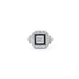  Ring .50ctw Princess & Round Diamonds 8x8mm Black Enamel 950pt sz6.25 124010001