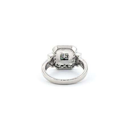 Ring .50ctw Princess & Round Diamonds 8x8mm Black Enamel 950pt sz6.25 124010001