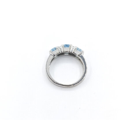 Ring Half Bezel Set .04ctw Round Diamonds 1.00ctw Aquamarine 14kw sz7 124010167