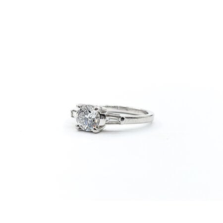 Ring Vintage 3-Stone .94ctw Round & Baguette Diamonds 950pt sz7 124010301