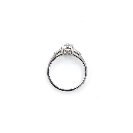 Ring Vintage 3-Stone .94ctw Round & Baguette Diamonds 950pt sz7 124010301