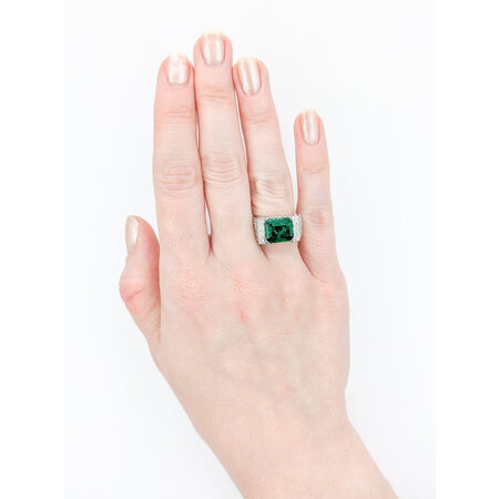 Ring Half Bezel 1.47ctw Round 4.53ct Emerald 18kw sz6.75 224010156