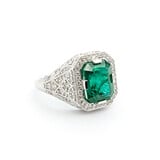  Ring .80ctw Round 3.31ct Emerald Platinum sz7 224010157