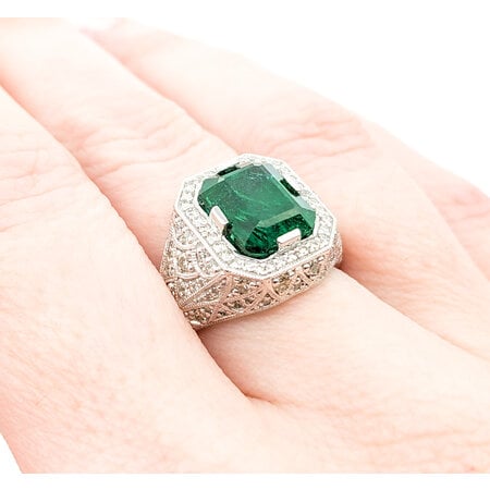 Ring .80ctw Round 3.31ct Emerald Platinum sz7 224010157