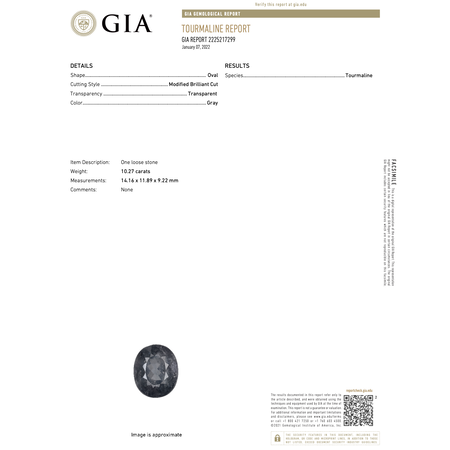 Ring GIA 2.29ctw Round & Baguette 10.27ct Gray Tourmaline Platinum sz7 224010158