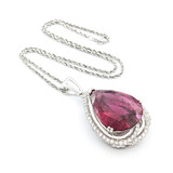  Necklace 1.87ctw Round Diamonds W/Chain 35.75ct Tourmaline Platinum 18" 2mm 224012252