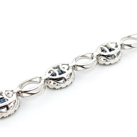 Bracelet 1.89ctw Round Diamonds 9.19ctw Sapphires Platinum Halo,Oval Link 7" 8.25mm 224023251