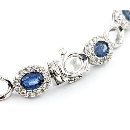 Bracelet 1.89ctw Round Diamonds 9.19ctw Sapphires Platinum Halo,Oval Link 7" 8.25mm 224023251
