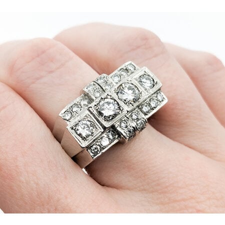 Ring Vintage Mid-Century 3.00ctw Round Diamonds Platinum sz11.5 224010788