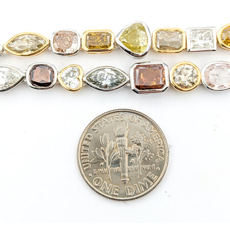 Necklace 22.73ctw Multi Diamonds Double Strand 18kw 17.25" 4mm 224012001
