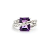  Ring Modern Design .25ctw Round Diamonds 3.20ct Amethyst 14ky sz7 124010156