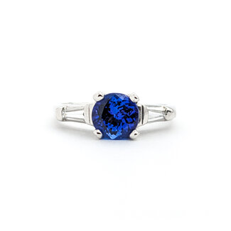 Ring .15ctw Diamond 1.52ct Sapphire Platinum Sz5.5 121030062