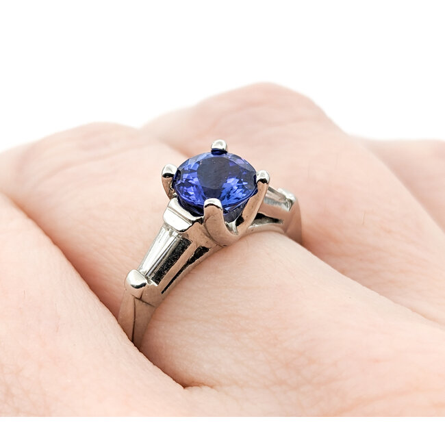 Ring .15ctw Diamond 1.52ct Sapphire Platinum Sz5.5 121030062