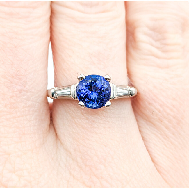 Ring .15ctw Diamond 1.52ct Sapphire Platinum Sz5.5 121030062