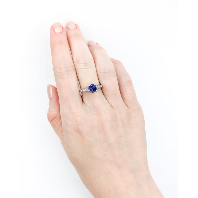 Ring .15ctw Diamond 1.52ct Sapphire Platinum Sz5.5 121030062