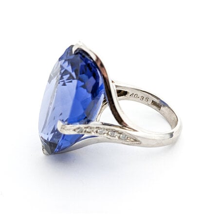 Ring .20ctw Diamonds 40.35ct Glass 900pt Sz6.5 122120517