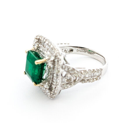 Ring GIA 2.31ctw Round/Baguette Diamonds 3.84ct Emerald 18kw sz8 224020167