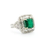  Ring GIA 2.31ctw Round/Baguette Diamonds 3.84ct Emerald 18kw sz8 224020167