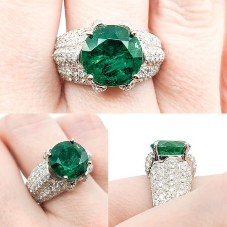 Ring 1.91ctw Round Diamonds 4.92ct Emerald 14kw sz7 224020169