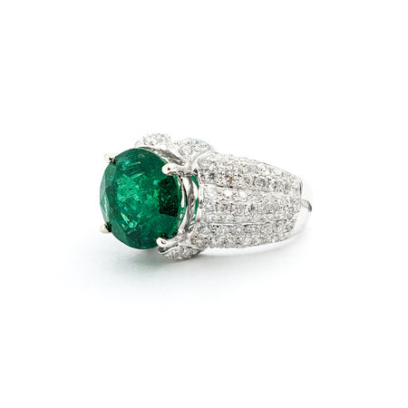 Ring 1.91ctw Round Diamonds 4.92ct Emerald 14kw sz7 224020169