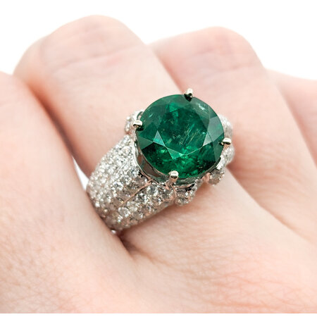 Ring 1.91ctw Round Diamonds 4.92ct Emerald 14kw sz7 224020169