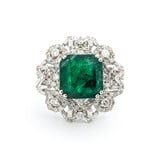  Ring 2.56ctw Round/Baguette Diamonds 8.24ct Emerald 14kw sz7 224020170