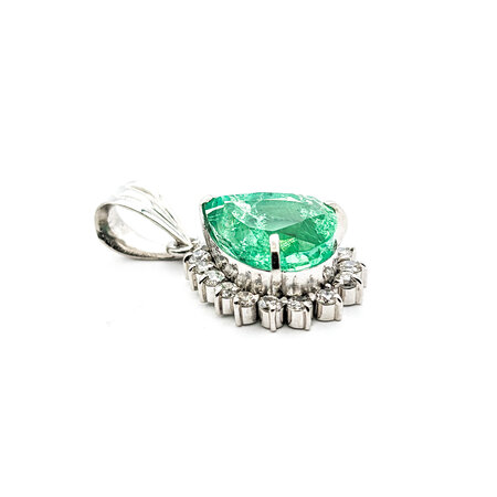 Pendant Drop .35ctw Round Diamonds 2.83ct Emerald .8x.5"mm 900pt " 124021252