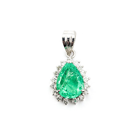 Pendant Drop .35ctw Round Diamonds 2.83ct Emerald .8x.5"mm 900pt " 124021252