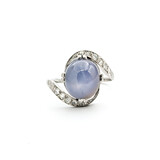  Ring Milgrain .16ctw Old European Diamonds 5ct Star Sapphire 950pt sz6.5 124010764