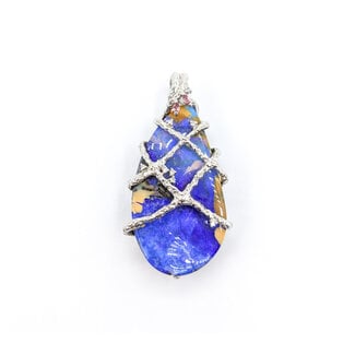Pendant Custom .06ctw Round Diamonds 45.3ct Australian Boulder Opal .06ctw Pink Sapphire 2x1"mm 900pt " 124021250