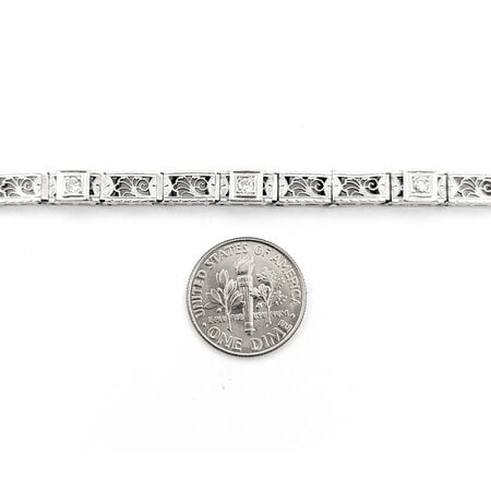 Bracelet Art Deco Filigree .15ctw Old European Diamonds 14k/Platinum 7.5" 5mm 224013750
