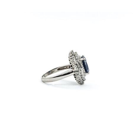 Ring Cocktail Style .60ctw Round & Baguette Diamonds 3.4ct Sapphire 900pt sz5.75 124020179