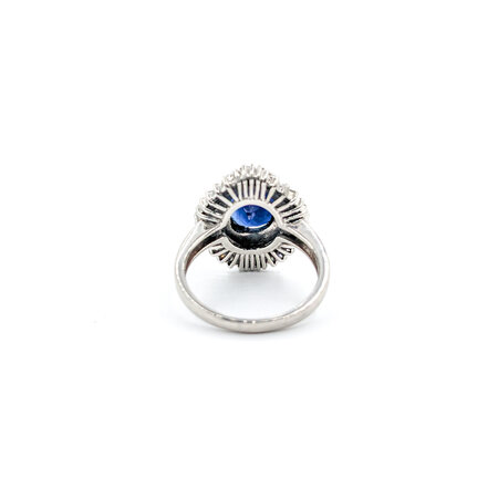Ring Cocktail Style .60ctw Round & Baguette Diamonds 3.4ct Sapphire 900pt sz5.75 124020179