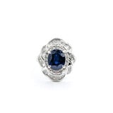  Ring Cocktail Style 1.21ctw Round & Baguette Diamonds 2.83ct Sapphire 900pt sz6.5 124020170