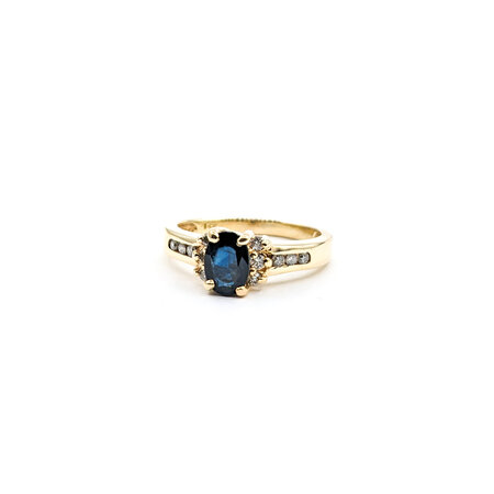 Ring .12ctw Round Diamonds 1.10ct Sapphire 14ky sz7.5 224020164