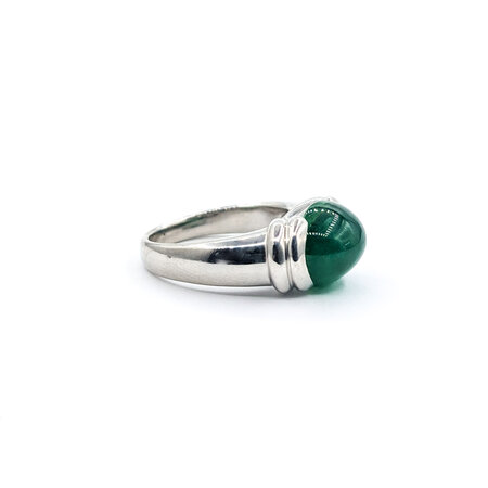 Ring Half Bezel Set 5.27ct Cabochon Emerald 5.27ct Emerald 900pt sz6.5 124020175