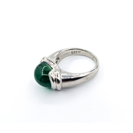 Ring Half Bezel Set 5.27ct Cabochon Emerald 5.27ct Emerald 900pt sz6.5 124020175