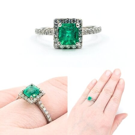 Ring .40ctw Diamonds 18kw .67ct Colombian Emerald Sz6.5 123110009