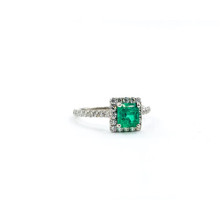 Ring .40ctw Diamonds 18kw .67ct Colombian Emerald Sz6.5 123110009