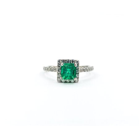 Ring .40ctw Diamonds 18kw .67ct Colombian Emerald Sz6.5 123110009