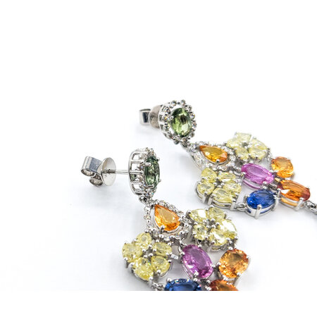 Earrings Dangle 3.44ctw Multi Shape Diamonds 8.22ctw Multi Color Sapphires 48.5x21mm 14kw 224024154