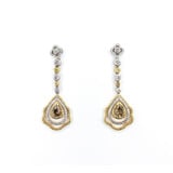  Earrings Dangle 3.64ctw Pear/Round Diamonds 45x15mm 14ktt 224024002