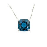  Pendant 2.8ct Cushion London Blue Topaz 9x9mm 850pt 18" 124021251