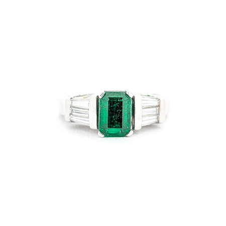 Ring Peek-A-Boo Diamonds 1.25ctw Round & Baguette Diamonds .96ct Emerald GIA Cert 14kw Sz6 124010184